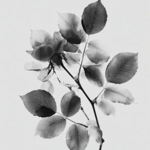Monochrome rose with leaves featured image