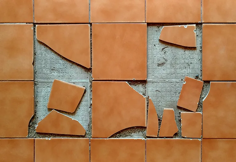 Cracked wall tiles