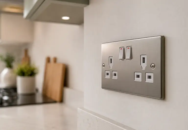 Close up of an electrical socket in a kitchen